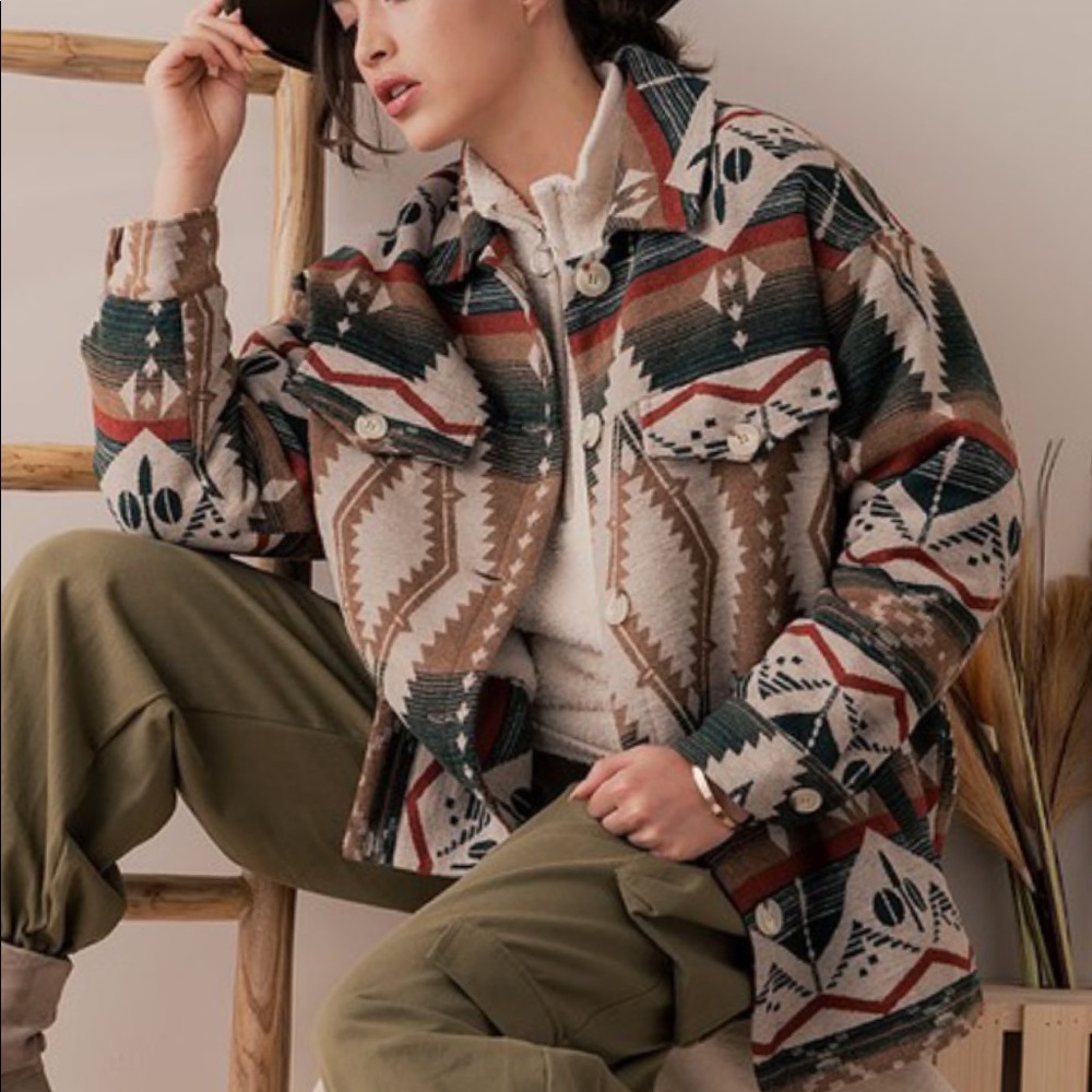 Sunni Button Up Native Print Jacket